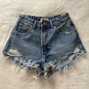 Women Zara High-Waisted Denim Shorts